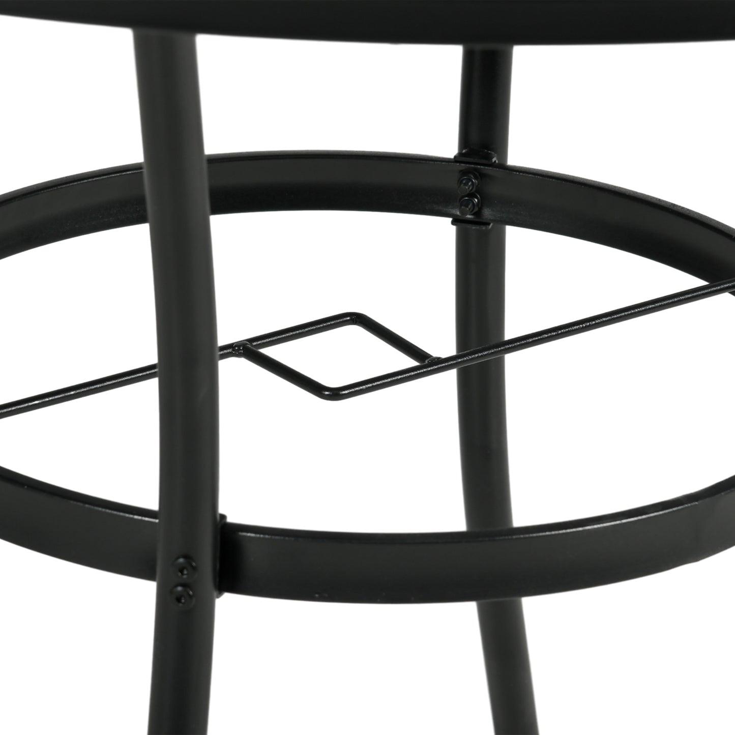 42" Round Outdoor Dining Table for 4 Persons, Metal Patio Dining Table with Umbrella Hole for Backyard, Lawn, Balcony