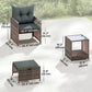 5 Piece Patio Furniture Set, Wicker Patio Chairs with Ottomans, 2-Tier Glass Coffee Table and Cushions, Brown/Dark Grey