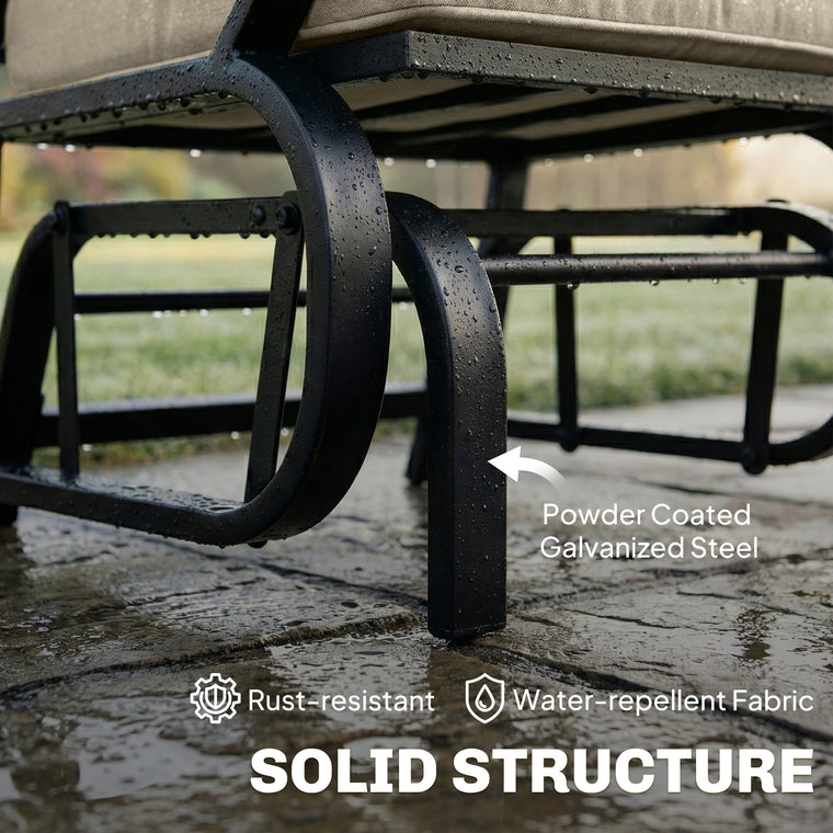 Patio Glider Chair with Steel Frame & Curved Armrests