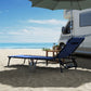 Outdoor Folding Lounge Chair, 4-Level Adjustable Chaise Lounge, Tanning Chair Beach Bed Reclining Lounger Cot for Camping, Hiking, Backyard, Navy Blue