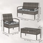 4 Pieces Patio Furniture Set with A Loveseat, Two Armchairs and A Coffee Table, Outdoor Conversation Set, Dark Grey