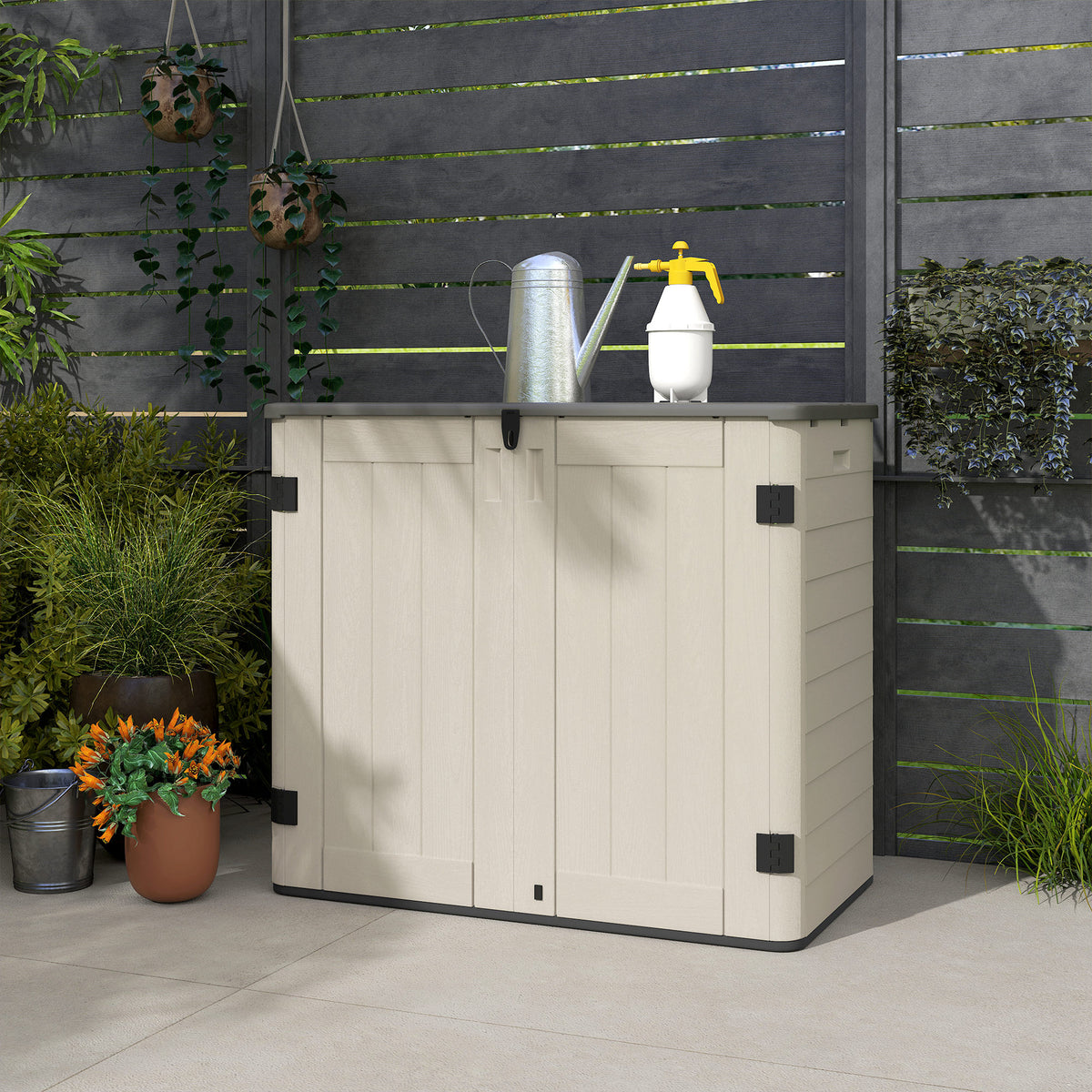 185 Gallon Storage Cabinet with Openable Top and Lockable Doors