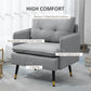 Accent Chair, Upholstered Armchair with Tufted Back Cushion and Steel Legs for Living Room, Bedroom, Grey