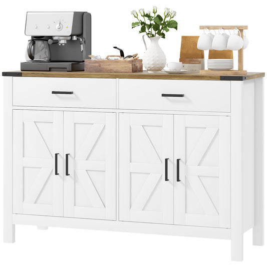Farmhouse Sideboard Buffet Cabinet with Drawers - White