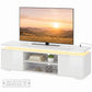 TV Stand for TVs up to 60 Inch, Modern Entertainment Center with LED Lights and Power Outlets, High Gloss White