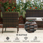 4 Pieces Wicker Outdoor Balcony Furniture Set Rattan Patio Furniture Set with Loveseat Chairs Glass Coffee Table Beige