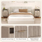 Nightstands Set of 2, Modern Bedside Tables with Charging Station, 2 Drawers and Open Shelf, Grey