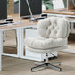 Computer Desk Chair, Armless Office Chair with Wide Padded Seat and Adjustable Height, Cream White
