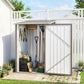 3.3' x 3.4' Lean-to Outdoor Garden Storage Shed, Galvanized Steel with Lockable Door for Patio Brown and White