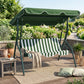 Outdoor Porch Swing with Adjustable Canopy, 3-Seater Patio Swing Chair with Cushion, Black