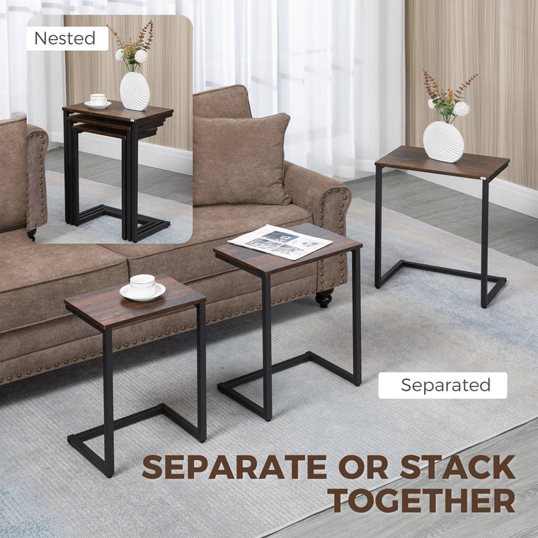 Nesting Coffee Table Set of 3 - Rustic Brown