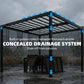 9.5 x 10 ft Louvered Pergola with PC Roof, Aluminium Outdoor Pergola Gazebo with Drainage Gutters, Handle, Clear