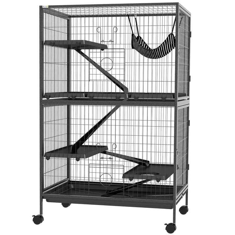 5-Tier Grey Deluxe Rolling Cage for Rabbits & Chinchillas