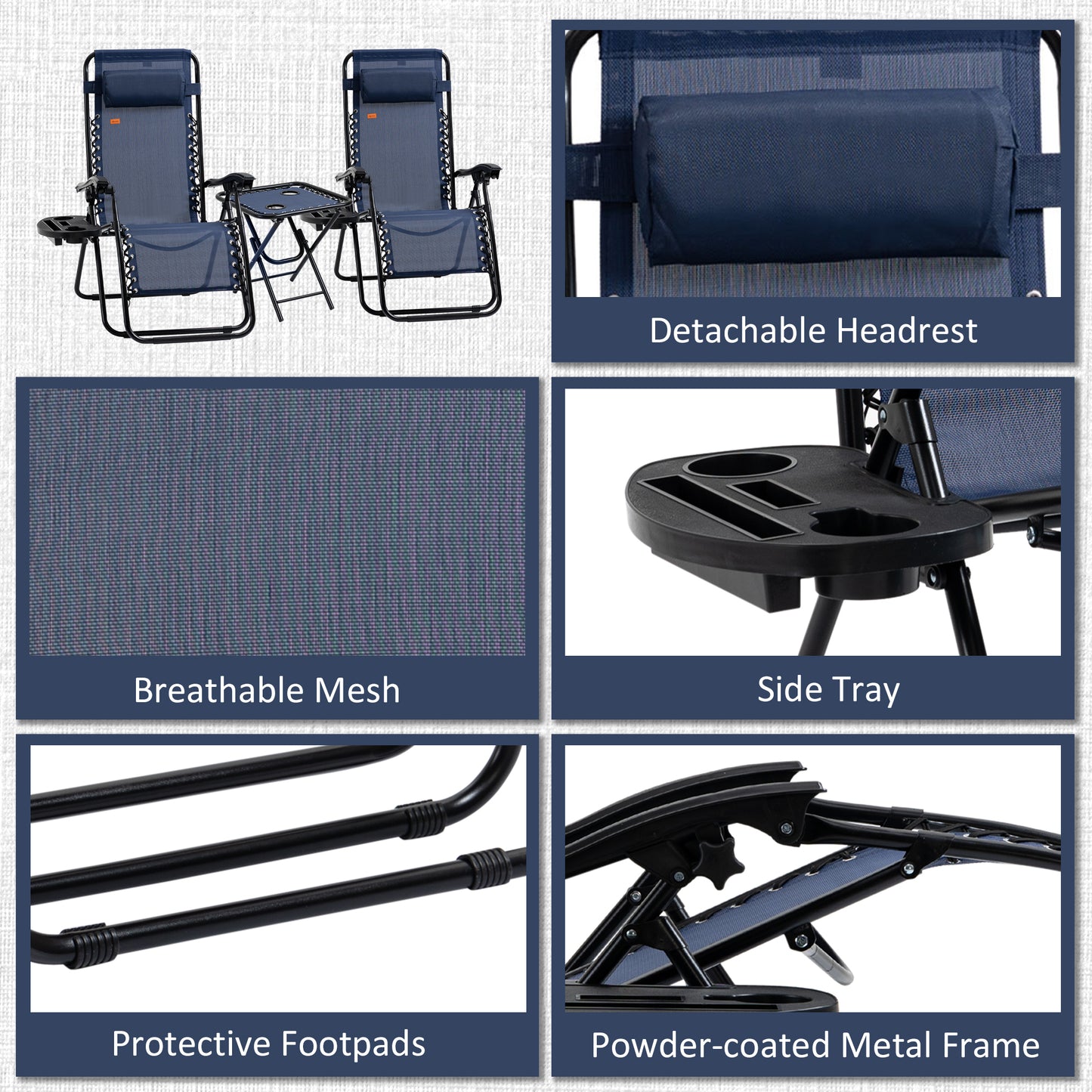 Zero Gravity Chair Set of 2 Patio Chair with Side Table Cupholders and Pillows for Pool, Backyard, Lawn, Beach, Red