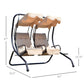 Luxury Porch Swing Metal Outdoor Swing Chair 2 Separated Seater Hammock Heavy-Duty with Canopy and Cushions, Beige