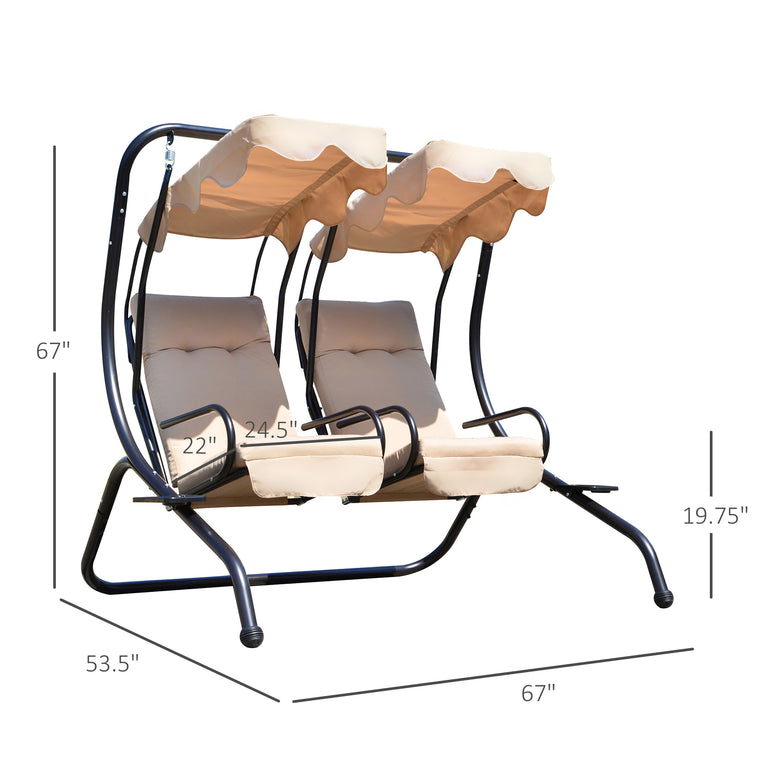 Heavy-Duty Metal Porch Swing with Canopy & Cushions