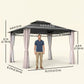 10' x 12' Outdoor Gazebo Canopy, Double Roof Hardtop Gazebo with Polycarbonate Roof, Steel Frame, Nettings and Curtains, for Garden, Lawn, Backyard and Deck, Khaki