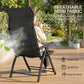 Folding Patio Chairs Set of 2, 5-Position Outdoor Lounge Chairs with High Back, Retractable Footrest, Black