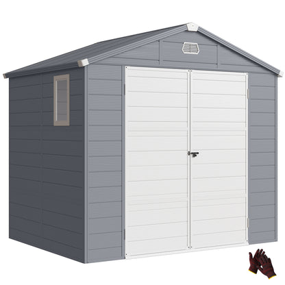 8' x 6' Plastic Tool Shed with Latch Door and Vents