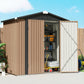 6.5' x 4' Outdoor Storage Shed, Metal Garden Shed with Lockable Double Doors, 4 Vents, Brown