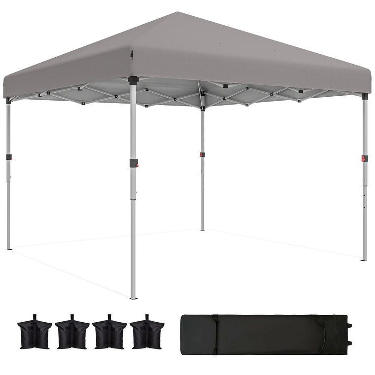 10' x 10' Grey Pop-Up Canopy with Sidewalls & Roller Bag