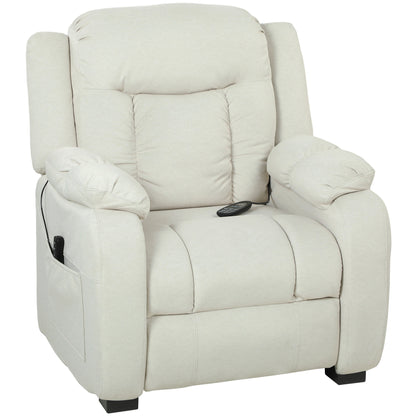 Power Massage Recliner with 2 Memory Positions - Cream White