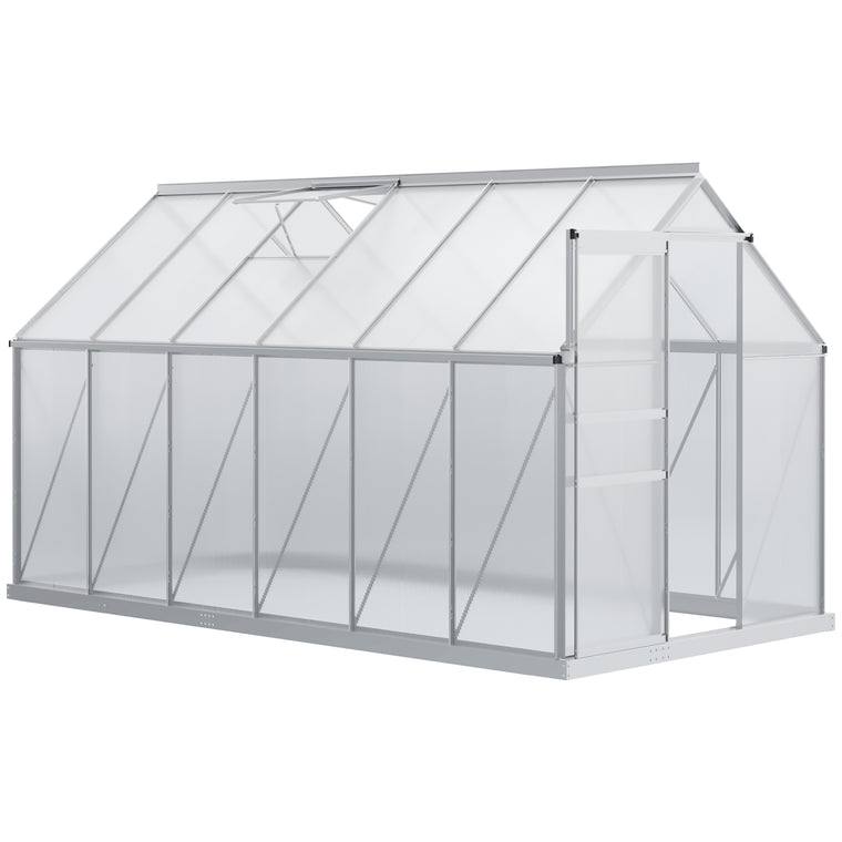 6' x 12' x 6.5' Clear Polycarbonate Greenhouse with Roof Vent