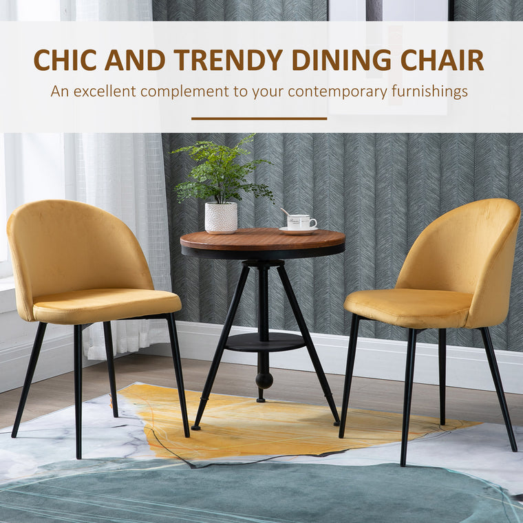 Velvet Mid-Back Dining Chairs Set of 2