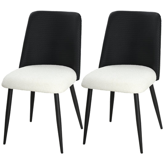 Upholstered Dining Chairs Set of 2 with Steel Legs - Black