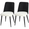 Upholstered Dining Chairs Set of 2 with Steel Legs - Black