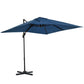 8' x 8' Square Patio Hanging Offset Umbrella with 360° Rotation, Aluminum Outdoor Cantilever Parasol with Crank & Tilt, Sun Canopy Shelter with Cross Base, Dark Blue