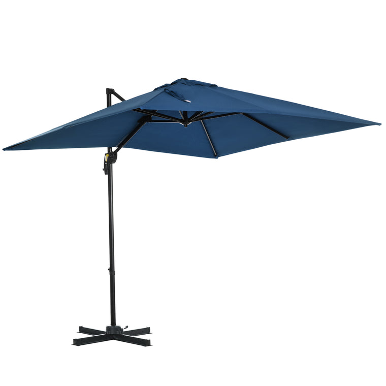 8' x 8' Dark Blue Square Offset Umbrella with Crank & Tilt