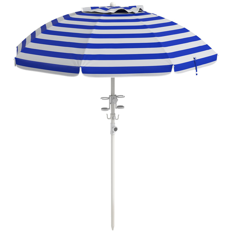 5.7' Portable Beach Umbrella with Tilt & Cup Holders
