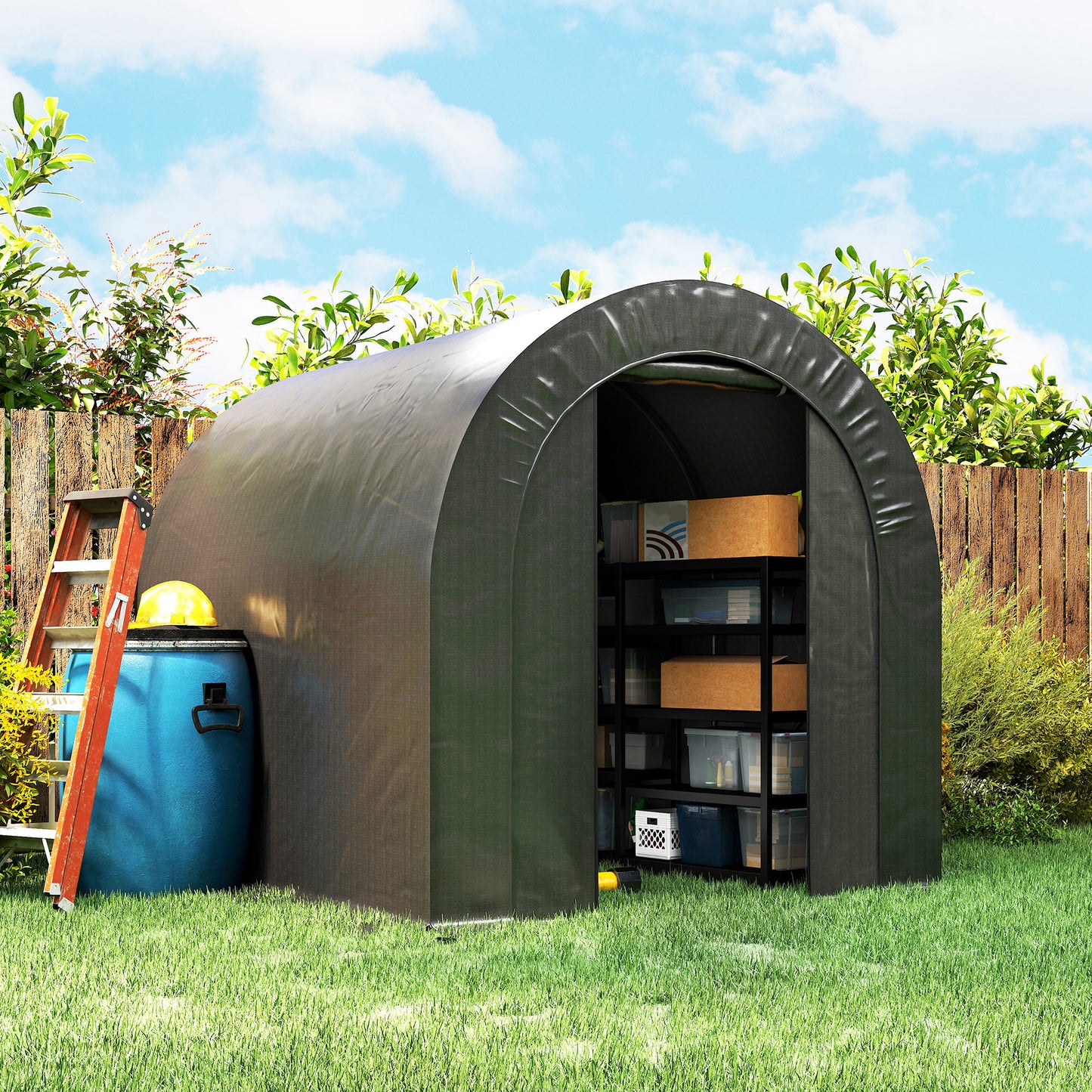 Outdoor Storage Shed, Heavy Duty Galvanized Steel Portable Shed for Bike, Motorcycle, Garden Tools, Black