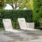 Set of 2 Folding Chaise Lounge Chairs, Outdoor Poolside Sun Tanning Chairs w/ Pillow, Reclining Backrest, Cream White