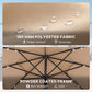 9.3 ft Patio Umbrella with Solar LED Lights, Cover, 3 Tier Outdoor Market Table Parasol with Tilt, Crank, Khaki