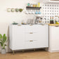 Modern Kitchen Storage Cabinet, Sideboard Buffet Cabinet w/ 3 Drawers and Adjustable Shelves for Kitchen Hallway, White