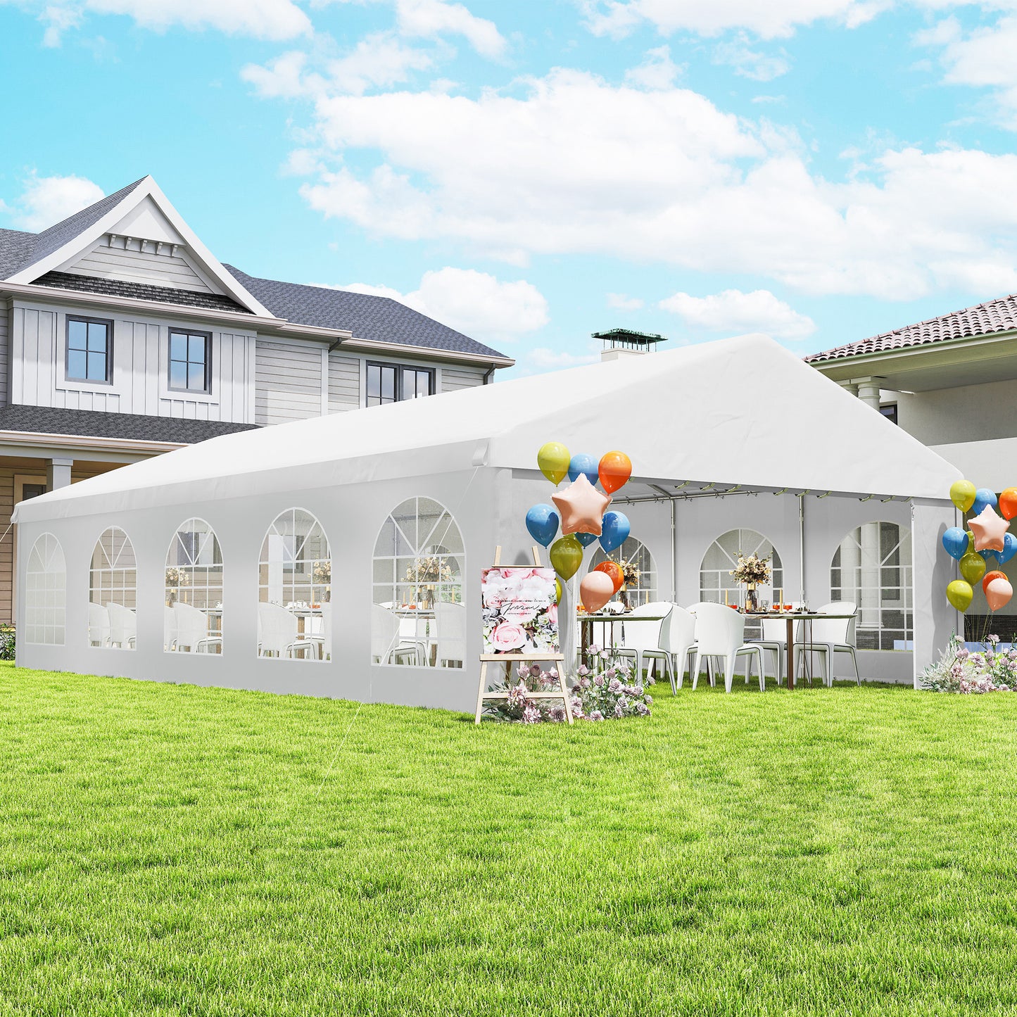 Heavy Duty Large Party Tent & Carport with Removable Sidewalls, Portable Garage Canopy Tent, White