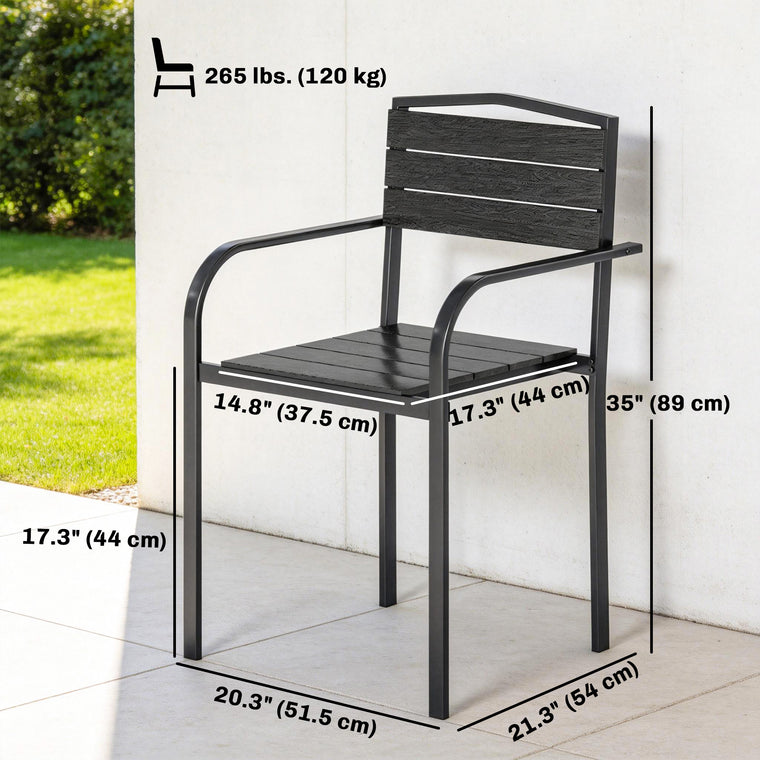 Stackable Dining Chairs with HDPE Seat, Set of 4