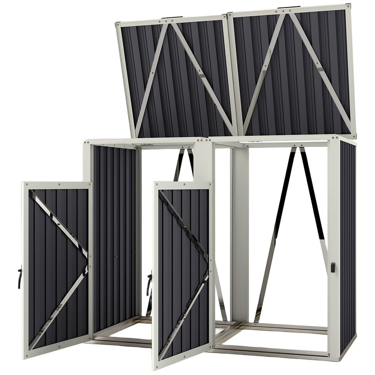 Galvanized Garbage Bin Shed with Openable Lid