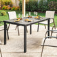 Rectangular Patio Table for 6, Outdoor Dining Table with Wood-Plastic Composite Top and Steel Frame for Garden, Grey