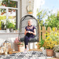 Hanging Egg Chair, Foldable Rattan Garden Swing Chair with Installation Kit, Thickened Cushion and Headrest, Dark Grey