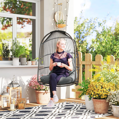 Foldable Rattan Garden Swing Chair with Headrest