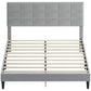Queen Size Bed Frame with Upholstered Headboard, Modern Platform Bed Frame with Wood Slats, 1100 lbs Capacity, Grey