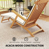 Folding Acacia Wood Lounge Recliner with Footrest