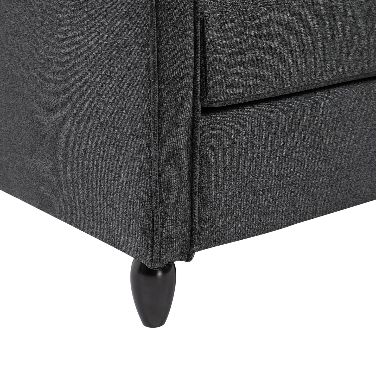 2-Seat Sofa Two-Seater Couch with Armrests and Wood Legs for Living Room, Bedroom, Dark Grey