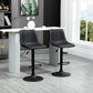 Adjustable Counter Height Bar Stools Set of 2, 360° Swivel Kitchen Counter Stools Dining Chairs with Backs, Vintage Leather, Retro Grey
