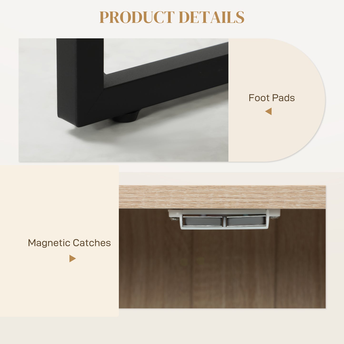 Modern Sideboard, Buffet Cabinet with Adjustable Shelves, 3 Chevron Doors for Living Room, Hallway, Oak Wood Grain