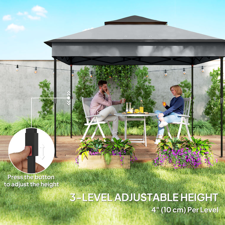10.7' x 10.7' Dark Grey Pop-Up Gazebo with Mesh Curtains