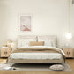 Nightstand Set of 2, Side Table with Shutter Doors, Sofa End Table with Steel Frame, for Bedroom, Living Room, Oak